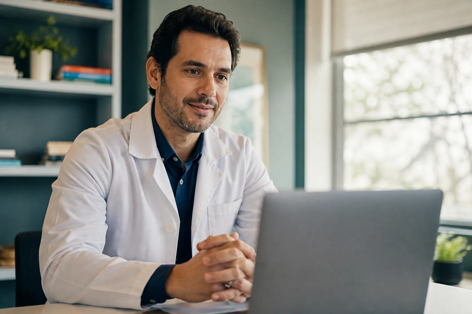 Imagem ilustrativa de médico realizando uma teleconsulta